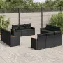 Set Divani da Giardino 12 pz con Cuscini Nero in Polyrattan