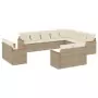 Set Divani da Giardino 12 pz con Cuscini Beige in Polyrattan