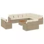 Set Divano da Giardino 13 pz con Cuscini Beige in Polyrattan