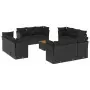 Set Divani da Giardino 13pz con Cuscini Nero in Polyrattan