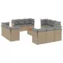 Set Divano da Giardino 13 pz con Cuscini Beige Misto Polyrattan