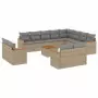 Set Divano da Giardino 13 pz con Cuscini Beige Misto Polyrattan