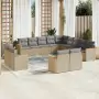 Set Divano da Giardino 13 pz con Cuscini Beige Misto Polyrattan