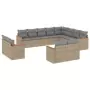 Set Divano da Giardino 12 pz con Cuscini Beige Misto Polyrattan