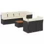 Set Divano da Giardino 6 pz con Cuscini Nero in Polyrattan