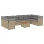 Set Divano da Giardino 11 pz con Cuscini Beige Misto Polyrattan