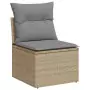 Set Divano da Giardino 11 pz con Cuscini Beige Misto Polyrattan