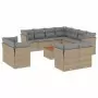 Set Divano da Giardino 12 pz con Cuscini Beige Misto Polyrattan