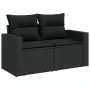 Set Divani da Giardino 14pz con Cuscini in Polyrattan Nero