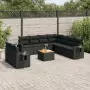 Set Divani da Giardino 10pz con Cuscini in Polyrattan Nero