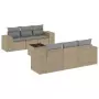 Set Divani da Giardino 7 pz con Cuscini Beige in Polyrattan