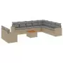 Set Divano da Giardino 11 pz con Cuscini Beige Misto Polyrattan