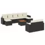 Set Divani da Giardino 10pz con Cuscini in Polyrattan Nero