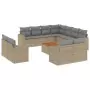 Set Divano da Giardino 12 pz con Cuscini Beige Misto Polyrattan