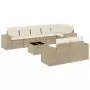 Set Divano da Giardino 9 pz con Cuscini Beige in Polyrattan