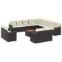 Set Divani da Giardino 14pz con Cuscini in Polyrattan Nero