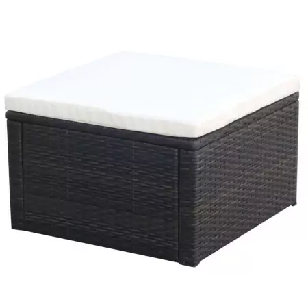 Poggiapiedi Ottomana in Polyrattan 53x53x30 cm Marrone