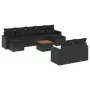 Set Divani da Giardino 10pz con Cuscini in Polyrattan Nero