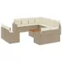 Set Divani da Giardino 12 pz con Cuscini Beige in Polyrattan