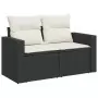 Set Divani da Giardino 13pz con Cuscini Nero in Polyrattan