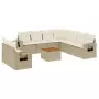 Set Divano da Giardino 10 pz con Cuscini Beige in Polyrattan