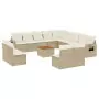 Set Divani da Giardino 14pz con Cuscini in Polyrattan Beige