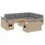 Set Divano da Giardino 13 pz con Cuscini Beige Misto Polyrattan