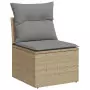 Set Divano da Giardino 14 pz con Cuscini Beige Misto Polyrattan