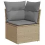 Set Divano da Giardino 14 pz con Cuscini Beige Misto Polyrattan