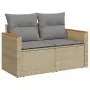 Set Divano da Giardino 14 pz con Cuscini Beige Misto Polyrattan