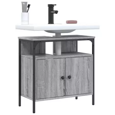 Mobile Lavabo Bagno Grigio Sonoma 60x30x60 cm Legno Multistrato