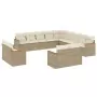 Set Divano da Giardino 13 pz con Cuscini Beige in Polyrattan