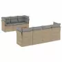 Set Divano da Giardino 6 pz con Cuscini Beige Misto Polyrattan