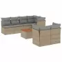 Set Divano da Giardino 6 pz con Cuscini Beige Misto Polyrattan