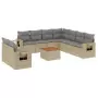 Set Divano da Giardino 10 pz con Cuscini Beige Misto Polyrattan