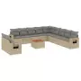 Set Divano da Giardino 12 pz con Cuscini Beige Misto Polyrattan