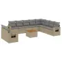 Set Divano da Giardino 11 pz con Cuscini Beige Misto Polyrattan