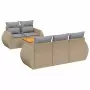 Set Divano da Giardino 6 pz con Cuscini Beige in Polyrattan