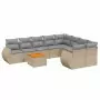 Set Divano da Giardino 9 pz con Cuscini Beige in Polyrattan