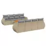 Set Divano da Giardino 9 pz con Cuscini Beige in Polyrattan