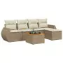 Set Divano da Giardino 6 pz con Cuscini Beige in Polyrattan