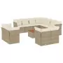 Set Divani da Giardino 12 pz con Cuscini Beige in Polyrattan