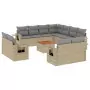 Set Divano da Giardino 12 pz con Cuscini Beige Misto Polyrattan