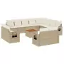 Set Divano da Giardino 13 pz con Cuscini Beige in Polyrattan