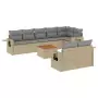 Set Divano da Giardino 9 pz con Cuscini Beige Misto Polyrattan