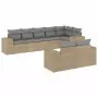 Set Divano da Giardino 8 pz con Cuscini Beige in Polyrattan