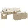 Set Divano da Giardino 8 pz con Cuscini Beige in Polyrattan