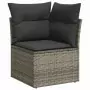 Set Divani da Giardino 14pz con Cuscini in Polyrattan Grigio