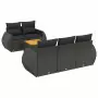 Set Divano da Giardino 6 pz con Cuscini Nero in Polyrattan