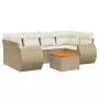 Set Divani da Giardino 7 pz con Cuscini Beige in Polyrattan